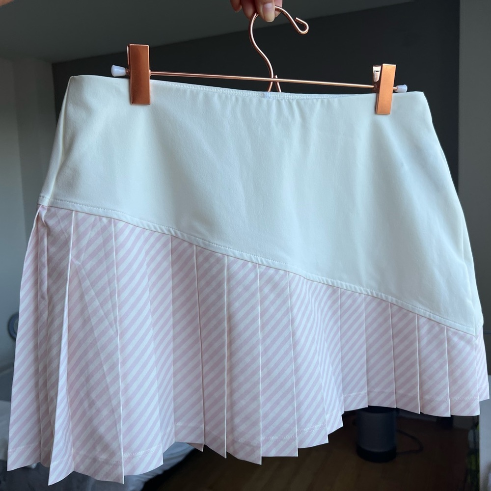 Tory sport striped pleated-hem skirt in pink